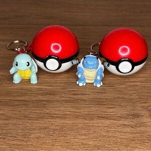 1999 Squirtle and Blastoise Pokéball Keychains